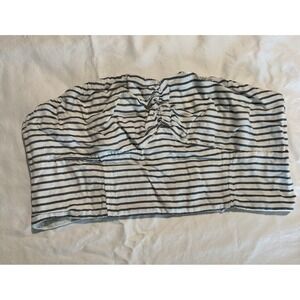 American Eagle Outfitters Tube Top‎ Size L Black & White Striped Smocked Ruched